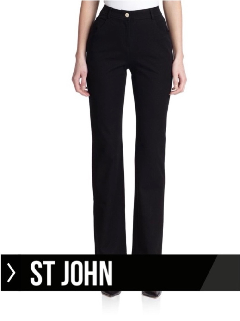 St. John Black Flare-Waist Wide-Leg Jeans